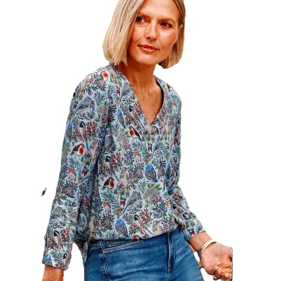 J. Jill Birds Floral Print Tunic Top - Picture 1 of 7